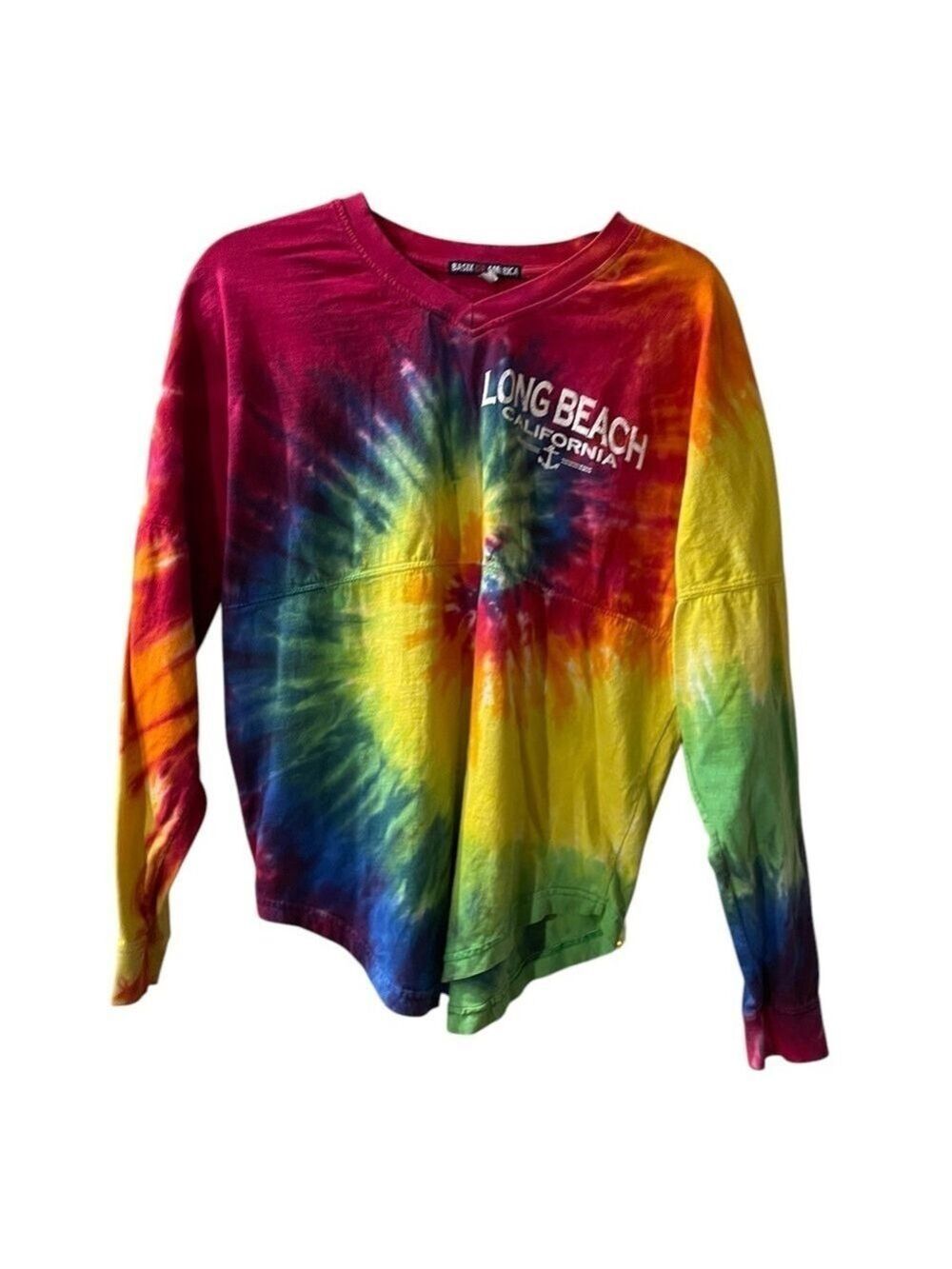 Long Beach Women’s Tie Dye California Long Sleeve Cotton Shirt Size: Small